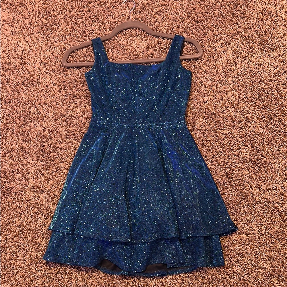 City Triangles Blue Tiered Sleeveless Prom Dress